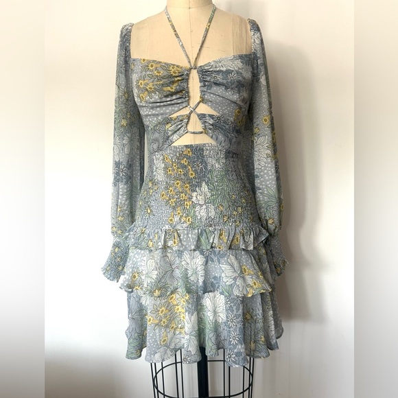 ASTR THE LABEL MARIETTA MINI DRESS IN BLUE MULTI FLORAL! SIZE S - Picture 4 of 6